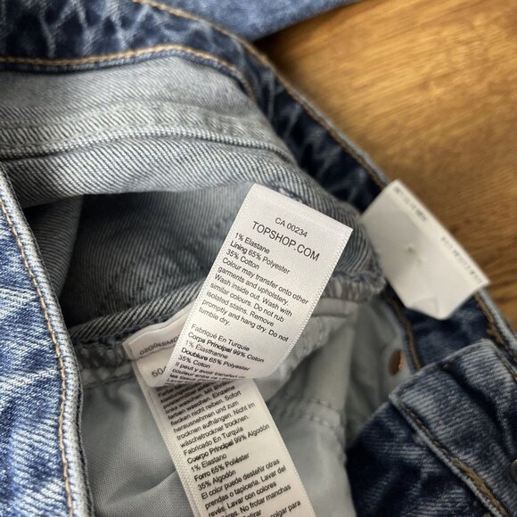 New Topshop Raw Hem Crop Straight Leg Jeans Women's 26 x 30 Blue Denim - Picture 7 of 9